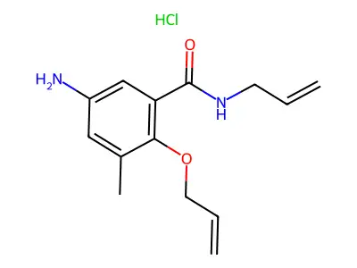 Benzamide, 5-amino-3-methyl-N-2-propenyl-2-(2-propenyloxy)-, monohydrochloride structure