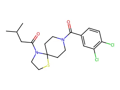 1-[8-(3,4-Dichlorobenzoyl)-1-thia-4,8-diazaspiro[4.5]decan-4-yl]-3-methylbutan-1-one structure