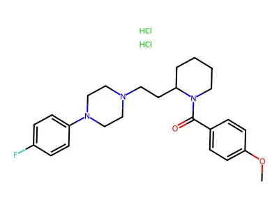 1-(4-Methoxybenzoyl)-2-(2-(4-(4-fluorophenyl)piperazinyl)ethyl)piperidine dihydrochloride structure