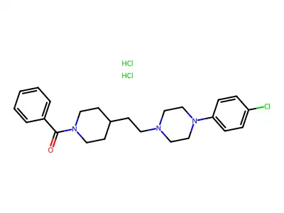 Piperidine, 1-benzoyl-4-(2-(4-(4-chlorophenyl)-1-piperazinyl)ethyl)-, dihydrochloride structure