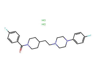 Piperidine, 1-(4-fluorobenzoyl)-4-(2-(4-(4-fluorophenyl)-1-piperazinyl)ethyl)-, dihydrochloride structure