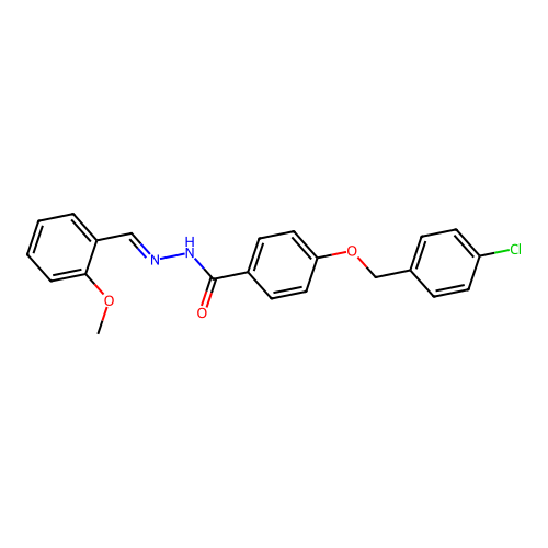 4-[(4-chlorophenyl)methoxy]-N-[(2-methoxyphenyl)methylideneamino]benzamide structure