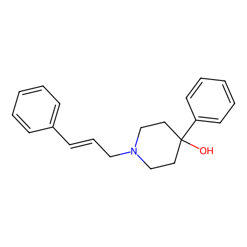 4-phenyl-1-[(E)-3-phenylprop-2-enyl]piperidin-4-ol structure
