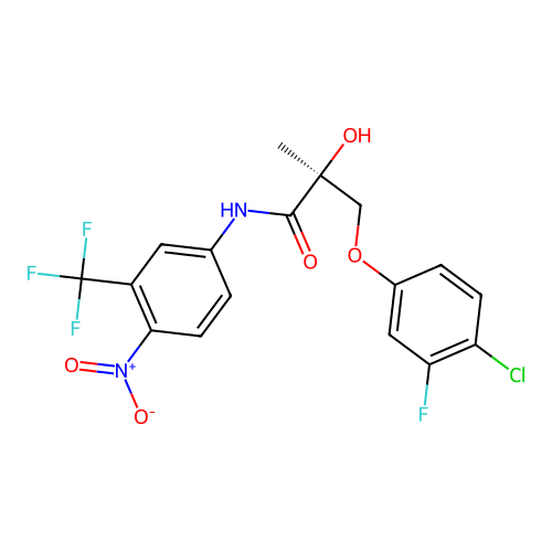 (S)-3-(4-Chloro-3-fluorophenoxy)-2-hydroxy-2-methyl-N-(4-nitro-3-(trifluoromethyl)phenyl)propanamide structure