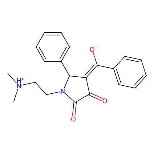 (E)-[1-[2-(dimethylazaniumyl)ethyl]-4,5-dioxo-2-phenylpyrrolidin-3-ylidene]-phenylmethanolate structure