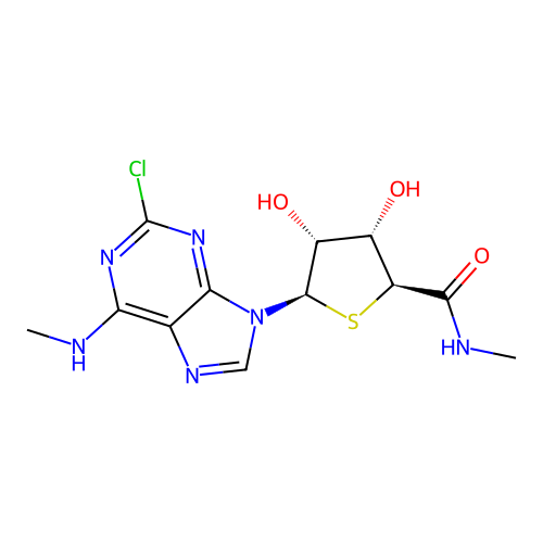 2-chloro-N6-methyl-4''-thioadenosine-5''-methyluronamide structure