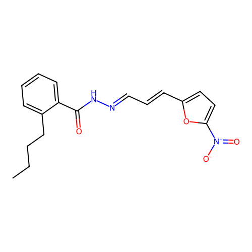 Benzoic acid, 2-butyl-, (3-(5-nitro-2-furanyl)-2-propenylidene)hydrazide structure