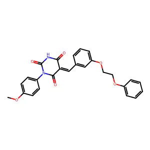 1-(4-methoxyphenyl)-5-[3-(2-phenoxyethoxy)benzylidene]-2,4,6(1H,3H,5H)-pyrimidinetrione structure