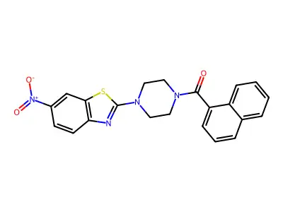 Naphthalen-1-yl(4-(6-nitrobenzo[d]thiazol-2-yl)piperazin-1-yl)methanone structure