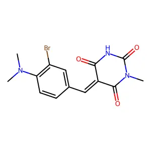 5-[3-bromo-4-(dimethylamino)benzylidene]-1-methyl-2,4,6(1H,3H,5H)-pyrimidinetrione structure