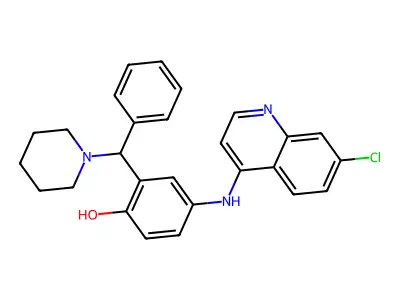 Phenol, 4-((7-chloro-4-quinolinyl)amino)-2-(phenyl-1-piperidinylmethyl)- structure