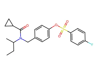 4-{[(Butan-2-yl)(cyclopropanecarbonyl)amino]methyl}phenyl 4-fluorobenzene-1-sulfonate structure