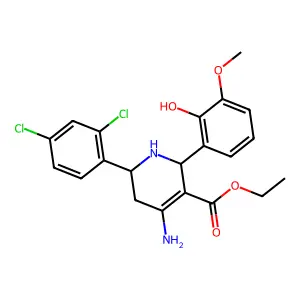 ethyl 4-amino-2-(2,4-dichlorophenyl)-6-(2-hydroxy-3-methoxyphenyl)-1,2,3,6-tetrahydropyridine-5-carboxylate structure