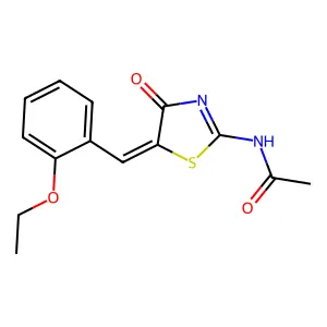 N-[5-(2-ethoxybenzylidene)-4-oxo-1,3-thiazolidin-2-ylidene]acetamide structure