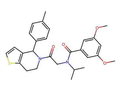 3,5-dimethoxy-N-[2-[4-(4-methylphenyl)-6,7-dihydro-4H-thieno[3,2-c]pyridin-5-yl]-2-oxoethyl]-N-propan-2-ylbenzamide structure