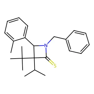 1-Benzyl-3-tert-butyl-4-(2-methylphenyl)-3-(propan-2-yl)azetidine-2-thione structure
