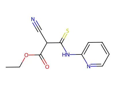 Cyano-(pyridin-2-ylthiocarbamoyl)-acetic acid ethyl ester structure