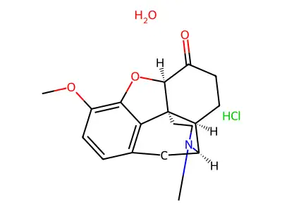 Hydrocodone hydrochloride monohydrate structure