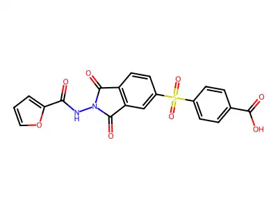 4-[2-(Furan-2-carbonylamino)-1,3-dioxoisoindol-5-yl]sulfonylbenzoic acid structure