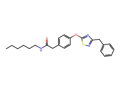 2-{4-[(3-Benzyl-1,2,4-thiadiazol-5-yl)oxy]phenyl}-N-hexylacetamide structure
