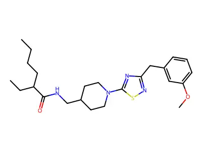 2-Ethyl-N-[(1-{3-[(3-methoxyphenyl)methyl]-1,2,4-thiadiazol-5-yl}piperidin-4-yl)methyl]hexanamide structure