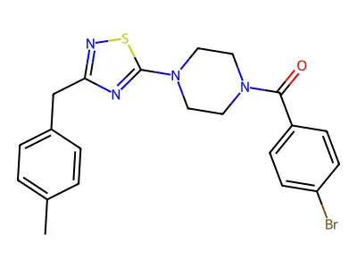 (4-bromophenyl)-[4-[3-[(4-methylphenyl)methyl]-1,2,4-thiadiazol-5-yl]piperazin-1-yl]methanone structure