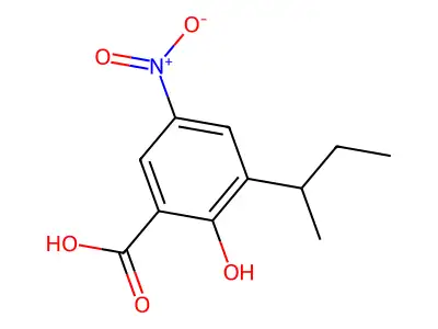 2-Hydroxy-3-(methylpropyl)-5-nitrobenzoic acid structure
