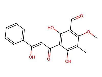 3'-Formyl-2',6',beta-trihydroxy-4'-methoxy-5'-methylchalcone structure