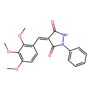 (4E)-1-phenyl-4-[(2,3,4-trimethoxyphenyl)methylidene]pyrazolidine-3,5-dione structure