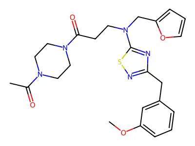1-(4-Acetylpiperazin-1-yl)-3-([(furan-2-yl)methyl]{3-[(3-methoxyphenyl)methyl]-1,2,4-thiadiazol-5-yl}amino)propan-1-one structure