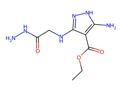 Ethyl 3-amino-5-[(2-hydrazinyl-2-oxoethyl)amino]-1H-pyrazole-4-carboxylate structure