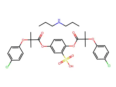 Propionic acid, 2-(4-chlorophenoxy)-2-methyl-, 2-sulfo-1,4-phenylene ester, compd. with dipropylamine (1:1) structure