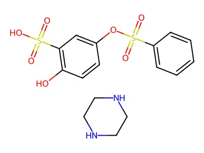 2-Hydroxy-5-((phenylsulfonyl)oxy)benzenesulfonic acid compd. with piperzine (1:1) structure