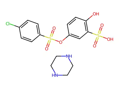 Benzenesulfonic acid, 5-(((4-chlorophenyl)sulfonyl)oxy)-2-hydroxy-, compd. with piperazine (1:1) structure