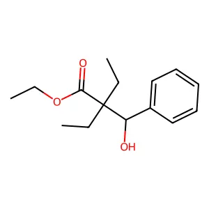 Butyric acid, 2-ethyl-2-(alpha-hydroxybenzyl)-, ethyl ester structure
