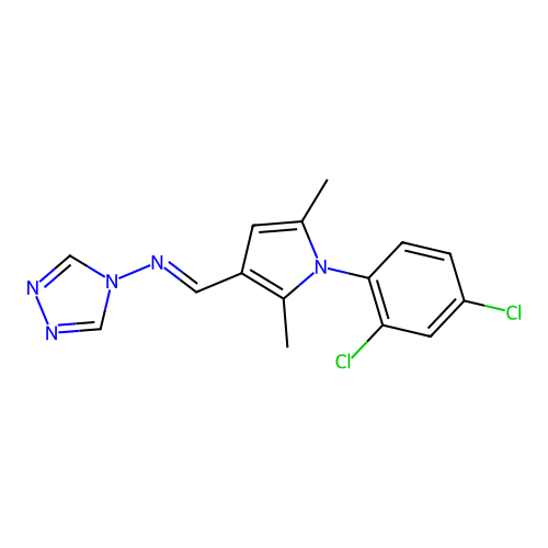 1-[1-(2,4-dichlorophenyl)-2,5-dimethylpyrrol-3-yl]-N-(1,2,4-triazol-4-yl)methanimine structure