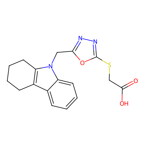 Aceticacid,[[5-[ methyl]-1,3,4-oxadiazol-2-yl]thio]- structure