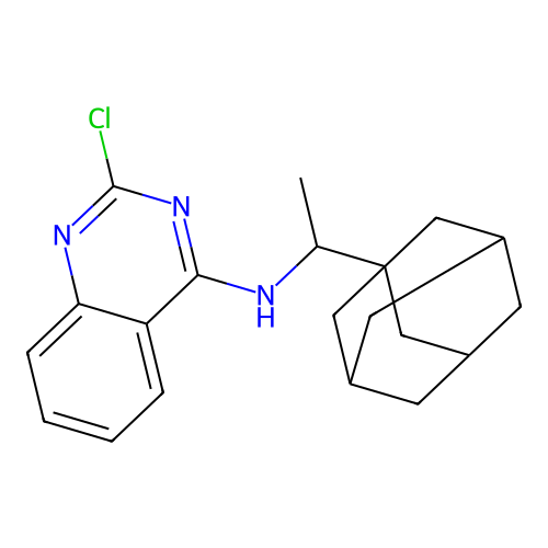 2-chloro-N-[1-(tricyclo[3.3.1.1~3,7~]dec-1-yl)ethyl]quinazolin-4-amine structure
