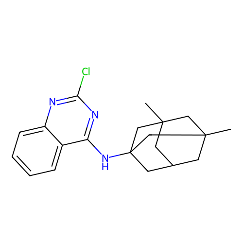 2-chloro-N-(3,5-dimethyltricyclo[3.3.1.1~3,7~]dec-1-yl)quinazolin-4-amine structure