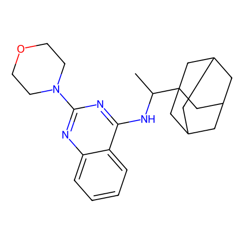 2-(morpholin-4-yl)-N-[1-(tricyclo[3.3.1.1~3,7~]dec-1-yl)ethyl]quinazolin-4-amine structure