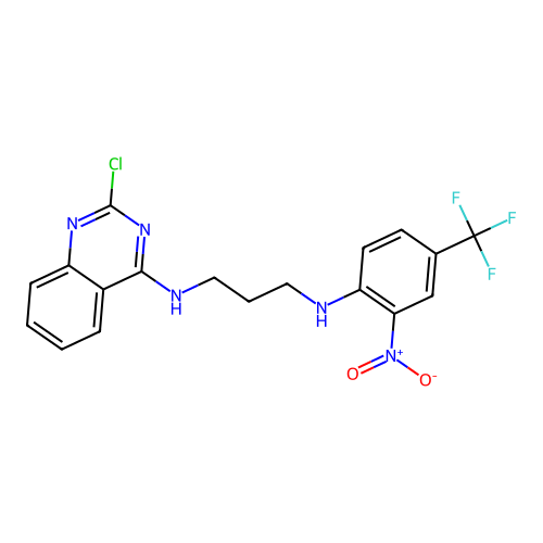 N'-(2-chloroquinazolin-4-yl)-N-[2-nitro-4-(trifluoromethyl)phenyl]propane-1,3-diamine structure