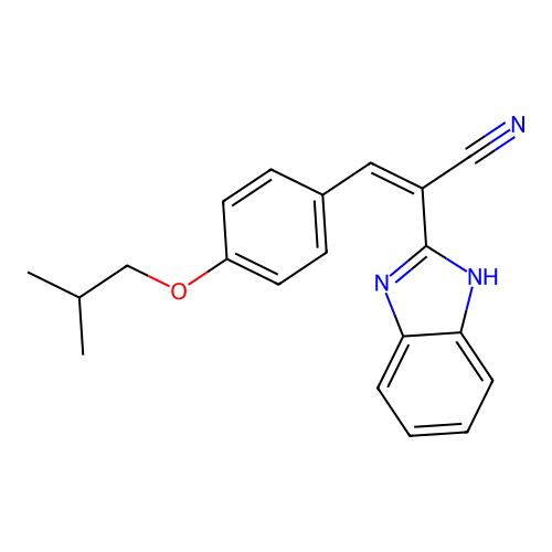 (Z)-2-(1H-benzimidazol-2-yl)-3-[4-(2-methylpropoxy)phenyl]prop-2-enenitrile structure