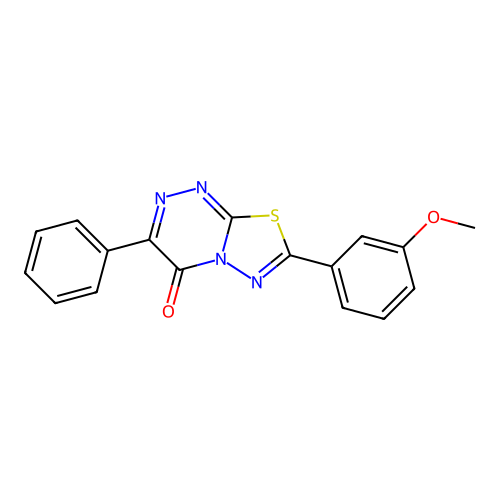 7-(3-methoxyphenyl)-3-phenyl-4H-[1,3,4]thiadiazolo[2,3-c][1,2,4]triazin-4-one structure