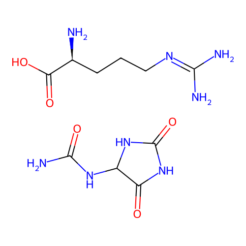L-Arginine, compd. with N-(2,5-dioxo-4-imidazolidinyl)urea (1:1) structure