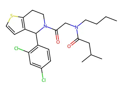 N-butyl-N-[2-[4-(2,4-dichlorophenyl)-6,7-dihydro-4H-thieno[3,2-c]pyridin-5-yl]-2-oxoethyl]-3-methylbutanamide structure