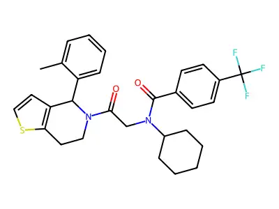 N-cyclohexyl-N-[2-[4-(2-methylphenyl)-6,7-dihydro-4H-thieno[3,2-c]pyridin-5-yl]-2-oxoethyl]-4-(trifluoromethyl)benzamide structure