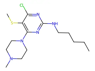 2-Pyrimidinamine, 4-chloro-6-(4-methyl-1-piperzinyl)-5-(methylthio)-N-pentyl- structure
