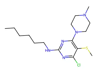 2-Pyrimidinamine, 4-chloro-N-hexyl-6-(4-methyl-1-piperazinyl)-5-(methylthio)- structure
