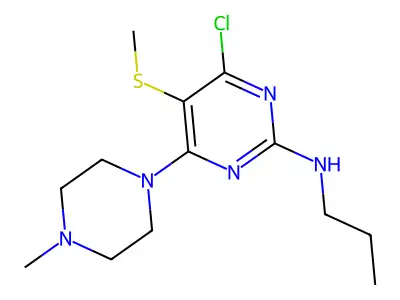 2-Pyrimidinamine, 4-chloro-6-(4-methyl-1-piperazinyl)-5-(methylthio)-N-propyl- structure