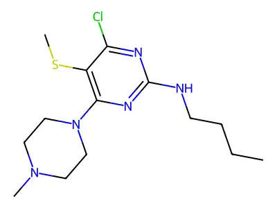 2-Pyrimidinamine, N-butyl-4-chloro-6-(4-methyl-1-piperazinyl)-5-(methylthio)- structure